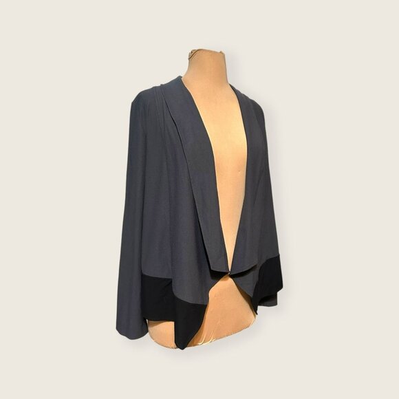 Eileen Fisher Jersey Knit Open Jacket Cardigan M Charcoal Gray Black Textured - Picture 1 of 9